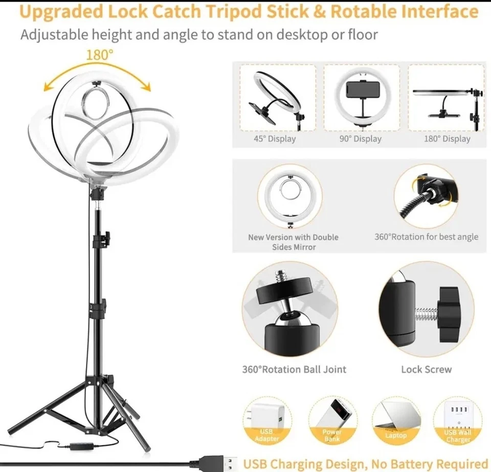 LED Selfie Ring Lighting Photographic Ring Lamp USB remote Fill Light For... - Image 4 of 4