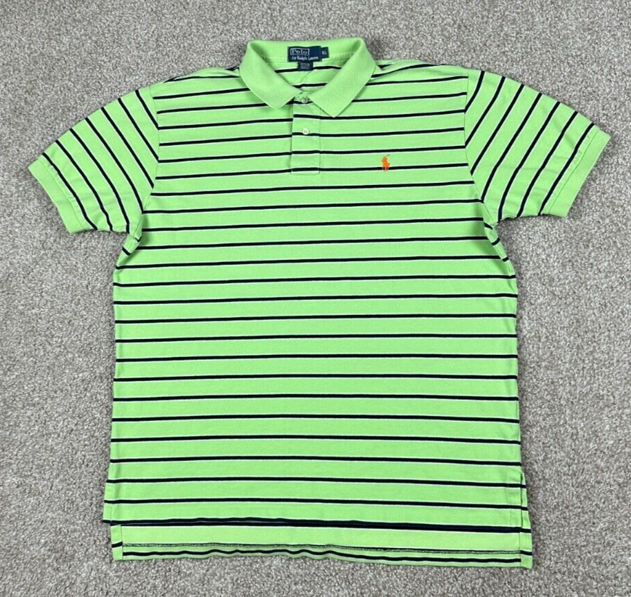 Polo Ralph Lauren camicia uomo extra large verde blu a righe cotone casual pony