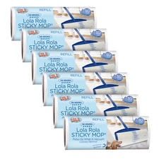 LOLA ROLA Sticky Mop Refill, 6 Pk, Pet Hair/Lint Remover, Adhesive Roller