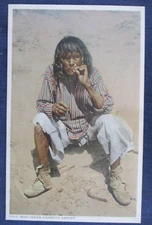 ca1920 Moki Indian Smoking a Cigarette Postcard