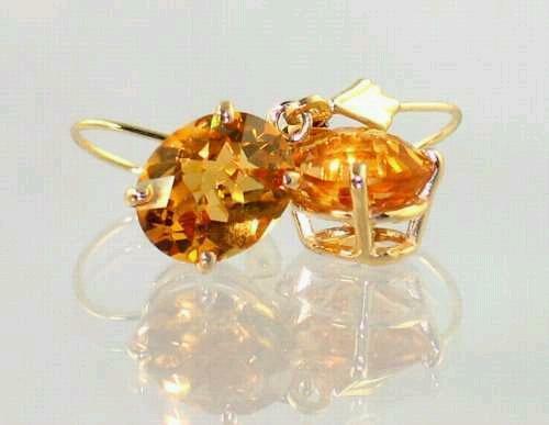 Ohrringe 14 Karat Gold Leverback, Citrin, E107 - Bild 2 von 7
