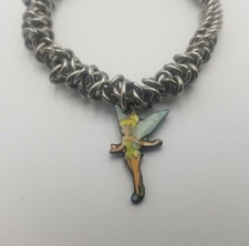 Disney Cool Tinker Bell Stretch Bracelet Metal Charm Dangle Silver Tone Stacked