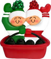 Family Sledding 2 3 4 5 People Personalized Christmas Ornament Kit