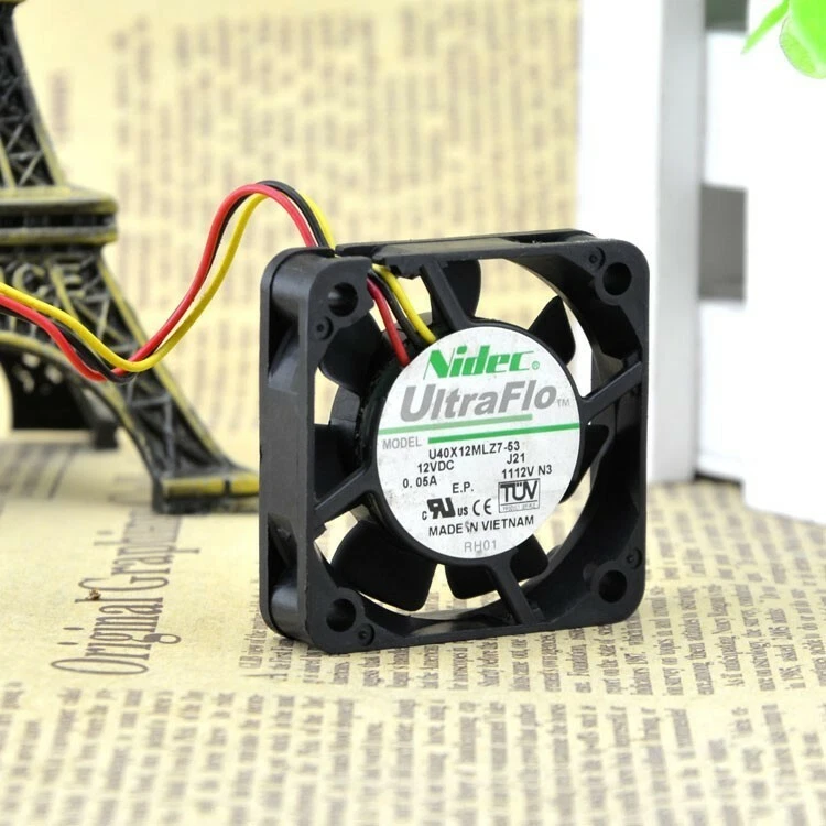 Nidec U40X12MLZ7-53 4010 DC 12V 0.05A 40*40*10MM  3 Wire Silent Cooling Fan - Image 3 of 4