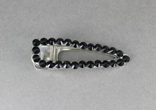 black silver crystal barrette metal alligator hair clip faceted gems sparkly