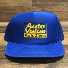 Vintage Auto Value Parts Stores Hat Snapback Trucker Cap Mens Blue 90s Workwear