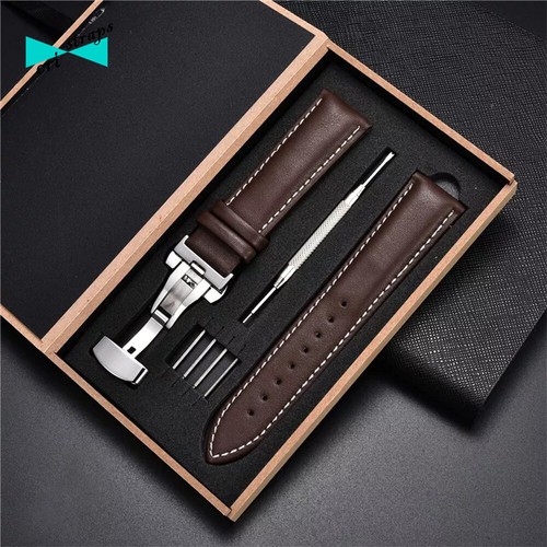 cinturino orologio in pelle nero marrone fibbia deployante uomo 18 20 22 24 mm - Foto 17 di 32