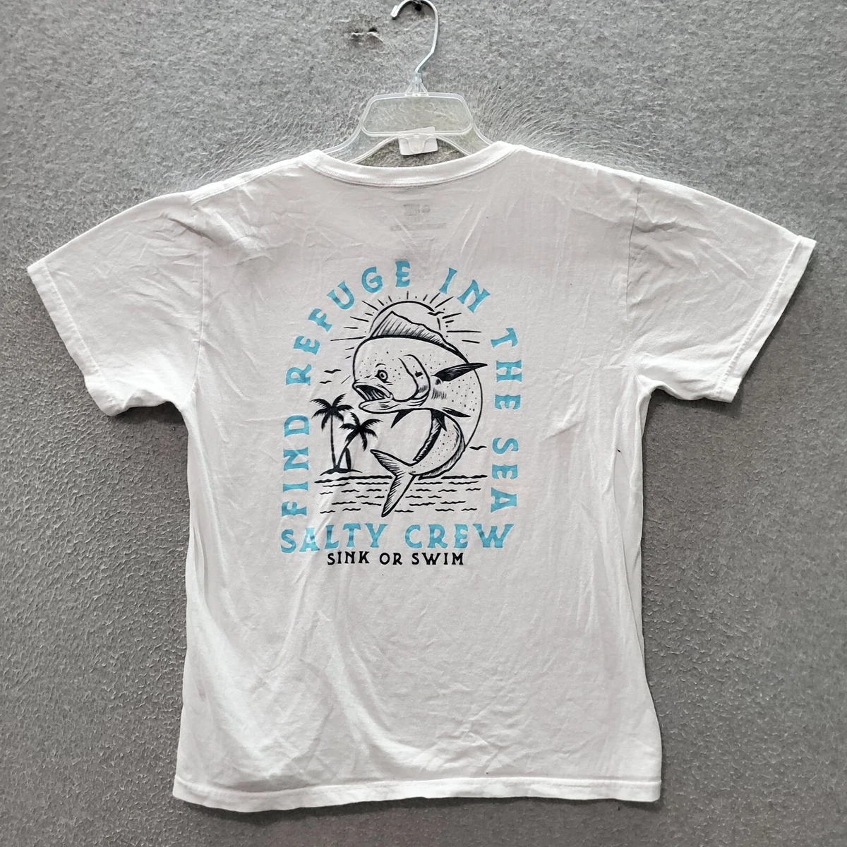 Salty Crew Men T-Shirt XL White Dancin Dodo Fish Sea Ocean Sink or