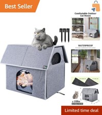 Stylish Grey Cat House - Waterproof, Double-Sided Cushion for Year-Round Comfort