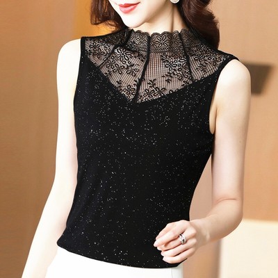 high neck sleeveless tunic