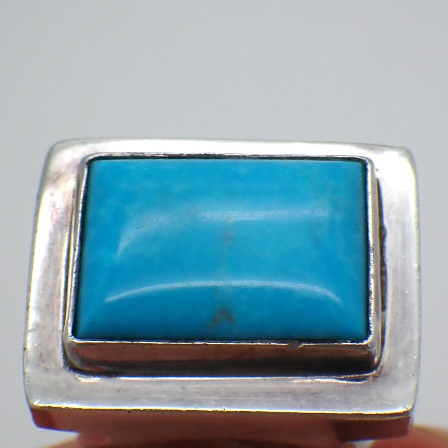 Rectangular Turquoise Ring Sterling Silver EXEX C… - image 3
