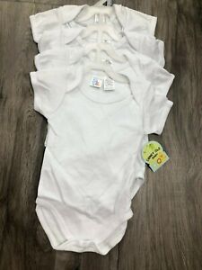 Newborn-Baby-Bodysuits-Set-4-Pack-Romper-Boy-Girl-White-Plain-Blank-3-9-Months