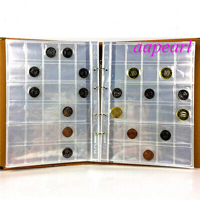 300 Pockets 10 Pages Album Holders Coins Money Storage Collections 32mmx32mm 