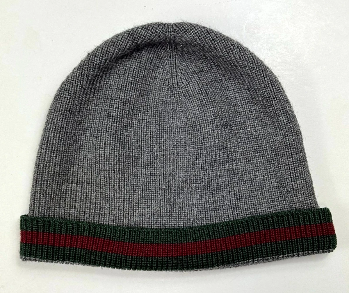 Gucci Webbing Line Knit Cap Gray Gucci Logo ribbed-knit cotton beanie Gucci main image 4