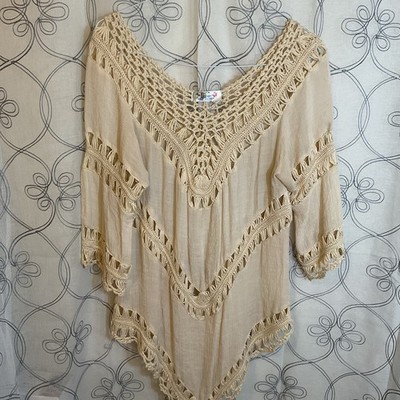 India Boutique Festival Boho Crochet Tunic Pullover Cover Up one size (S-M)