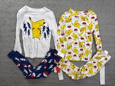 Pokemon Pikachu Boys Youth 4 Long Sleeve Pajama Set 4pc