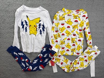 Pokemon Pikachu Boys Youth 4 Long Sleeve Pajama Set 4pc