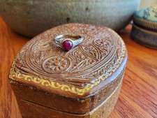 Antique Art Deco 14k White Gold Diamond Ruby Ring