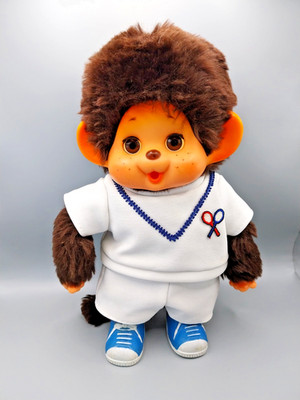 Großer Toho Japan Monchhichi mit Schlafaugen ca. 28 cm groß in Tennis Outfit