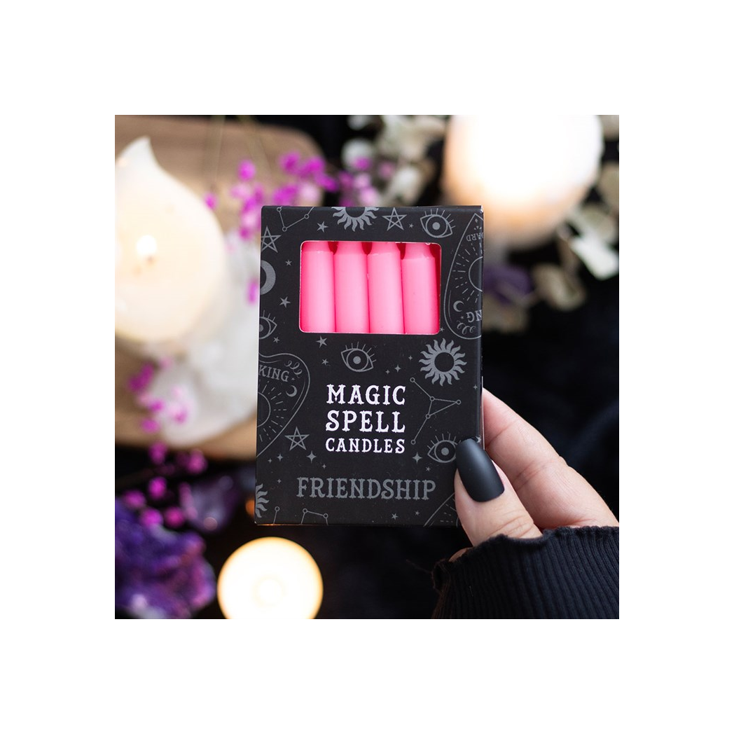 Set of 12 Pink Friendship Spell Candles Home Fragrance Decor