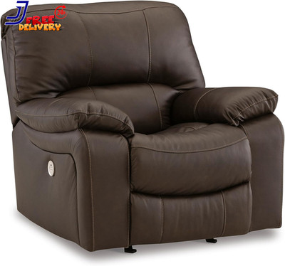 Leesworth Contemporary Leather Match Power Rocker Recliner with USB Ports Dark B