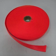 Vtg Bulk Webbing Strap Nylon Polypropylene Safety Orange Red Large Roll 1 Inch