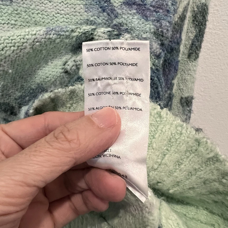 Suéter Free People Cama de Rosas Cuello en V Verde Azul Floral Talla S Boho Escuela Cómodo Foto 3 de 4