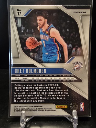 2024-25 Panini Prizm Basketball - Chet Holmgren - Silver Prizm #17 - Picture 2 of 2