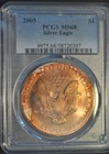 2005 silver eagle toned PCGS MS68