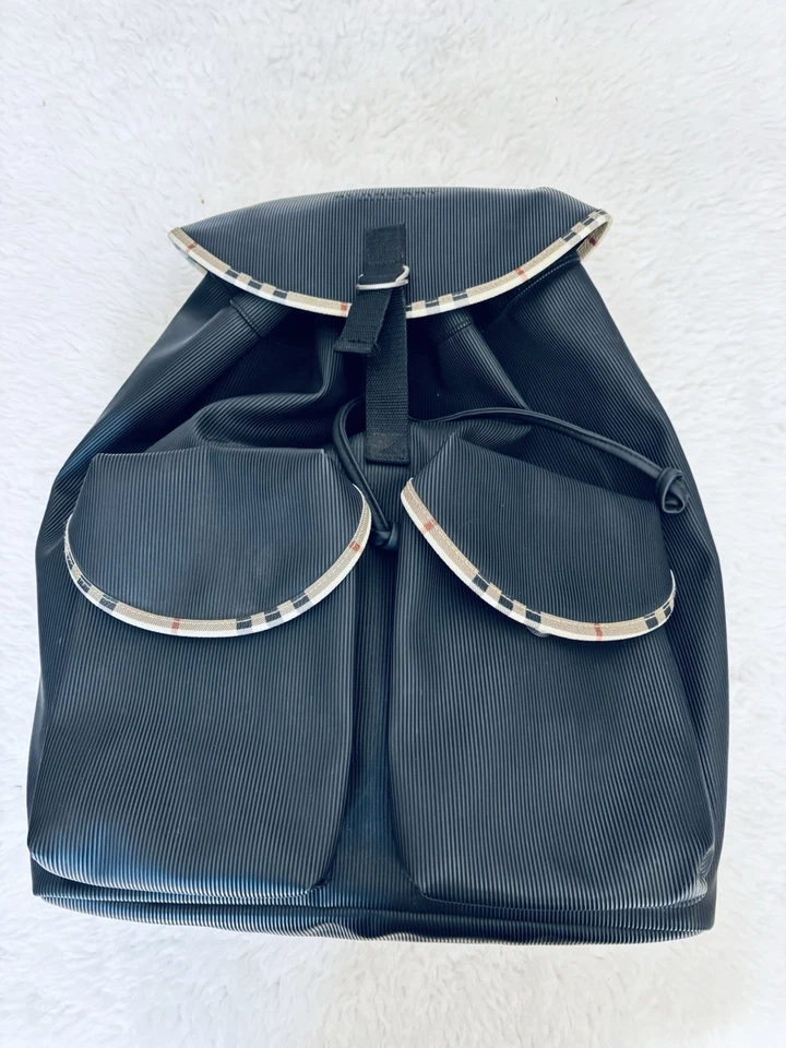 Рюкзак унисекс Burberry Fragrance черная кожа с клеткой Nova большой 14 дюймов x 17 дюймов x 7 дюймов - Изображение 3 из 4