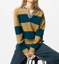 NWT Uniqlo Smooth Cotton Relaxed Polo Sweater yellow/green US Size S