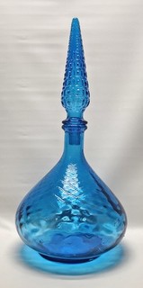 VTG Blue Diamond Optic Empoli Genie Bottle W/Original Stopper 14"
