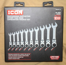 Icon Wrstfm-10 10 Piece Ratcheting Stubby Flex Head Wrench Set Metric 10-19mm Icon Wrstfm-10 10 Piece Ratcheting Stubby Flex Head Wrench Set Metric 10-19mm