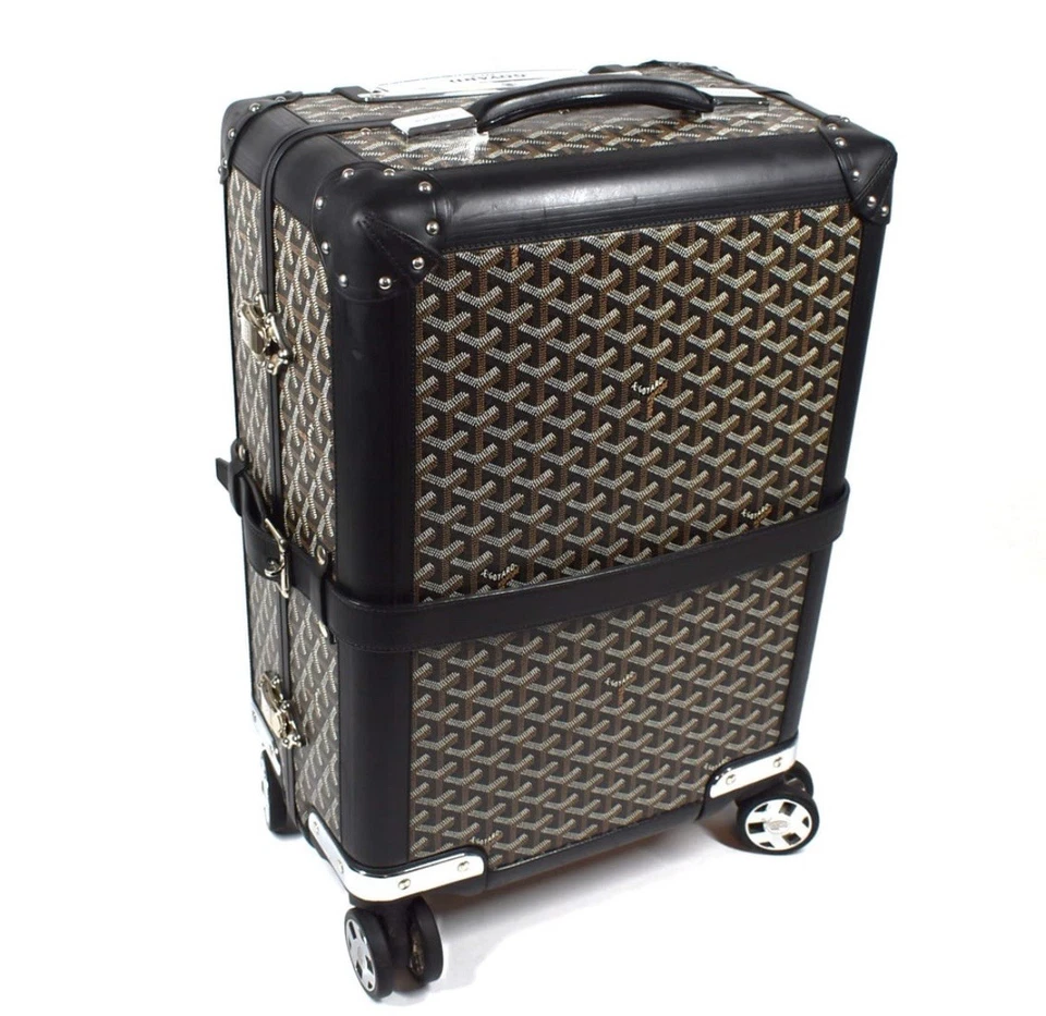 Maletero de viaje con ruedas Goyard de lona recubierta negra Bourget PM Foto 3 de 4
