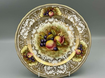 Aynsley England Orchard Gold 10,1/2'' Cabinet Plate Signed D.Jones