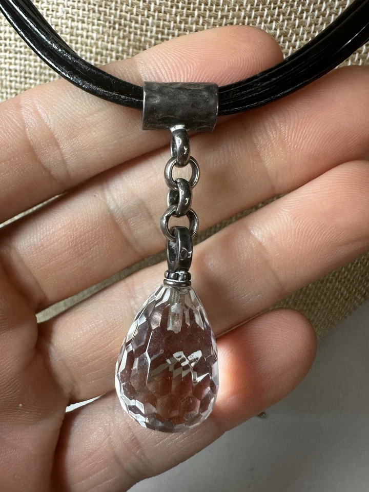 Collar Silpada Cordón Cuero Cristal Prisma Gota Colgante Lágrima Esterlina Foto 3 de 4