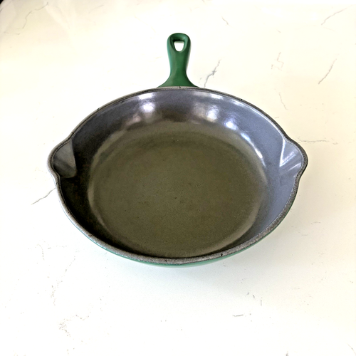LE CREUSET Green Cast Iron 7.5" Skillet #20 Double Spout Enamel Vintage EUC - Picture 4 of 7