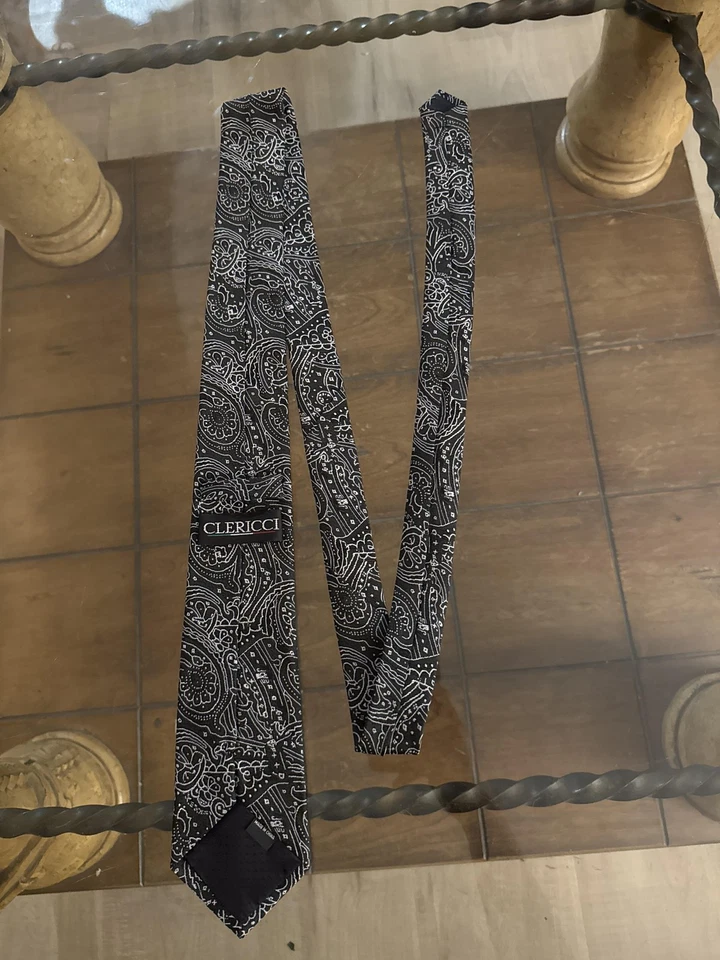 Clericci Tie Mens Paisley Silk Necktie Formal Dress Accessory Classic Pattern - Image 4 of 4