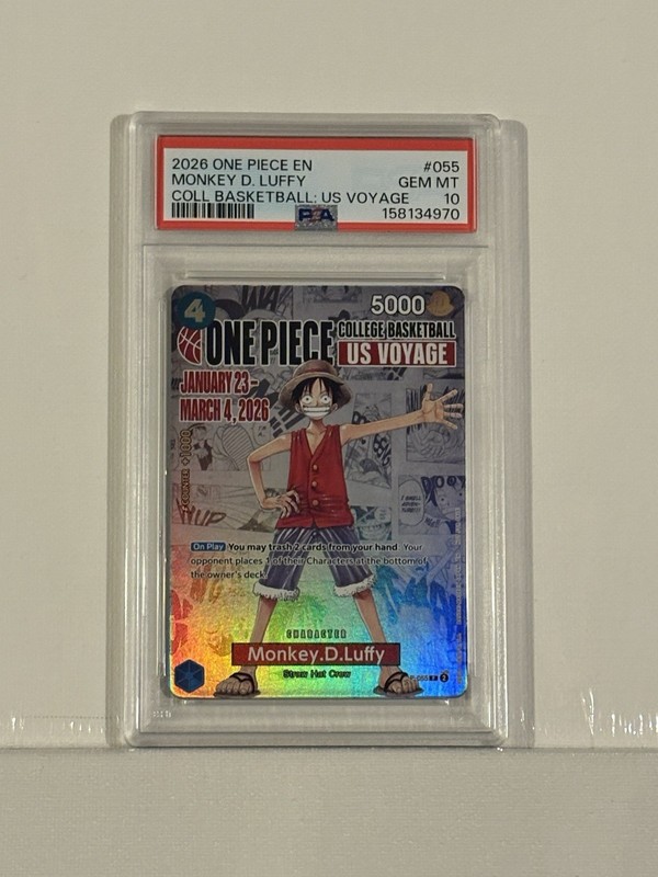 Monkey.D.Luffy (055) (College Basketball US Voyage) P-055 One Piece PSA 10