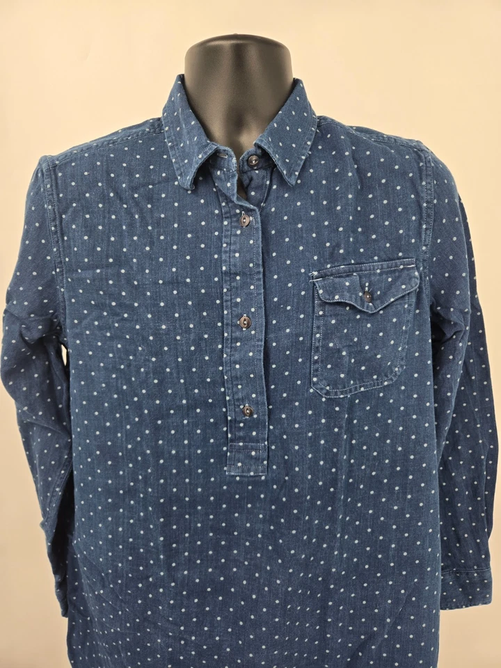 Camisa Polo Mujer Lauren Ralph Lauren Grande Azul Blanco Lunares Manga Larga Foto 2 de 4