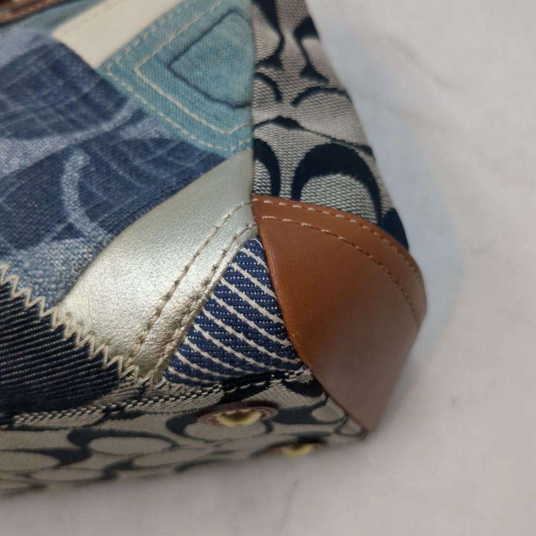 Coach Patchwork Denim Canvas Turnlock Shoulder Ba… - image 9