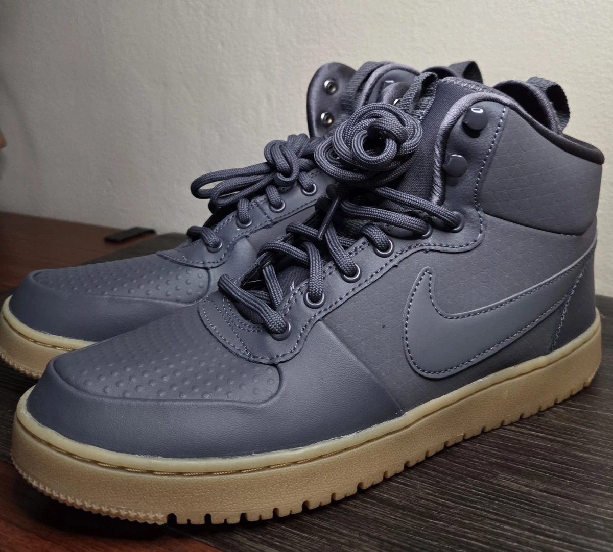 New Size 13 - Nike Court Borough Winter‎ Mid Grey Gum Box Has No Lid Nike Nike Court Borough Mid Winter - Dark Grey - Unboxing  main image 2