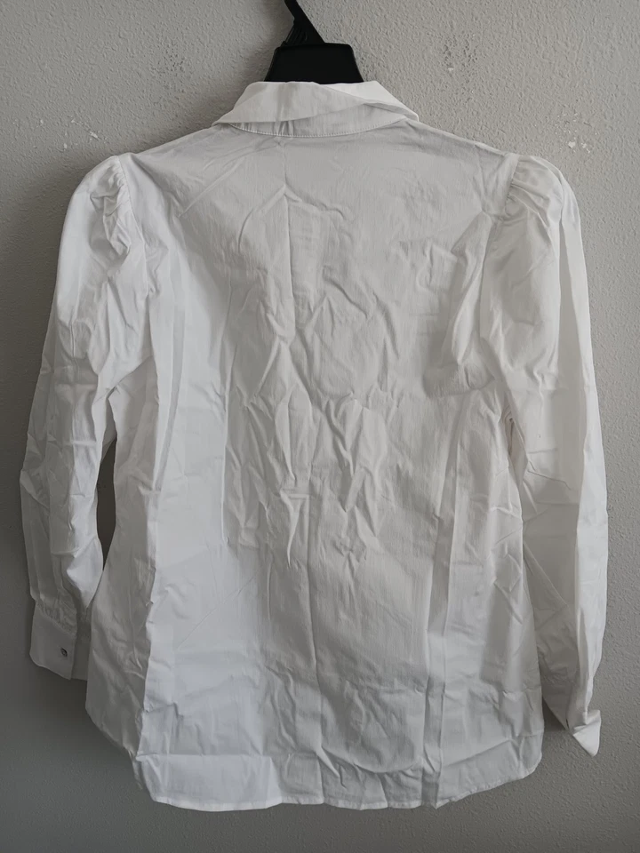 Top Dennis Basso Algodón Botón Frontal con Adornos - Blanco Talla S a660896 Foto 4 de 4