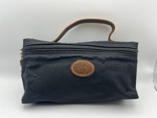 Longchamp Le Pliage Cosmetic Pouch Toiletry Travel Black Top Handle Made France