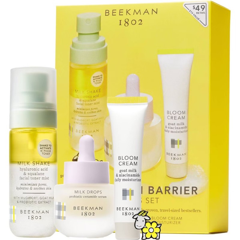 BEEKMAN 1802 Healthy Skin Barrier Bestsellers 3 PieceSet Toner-Serum-Moisturizer