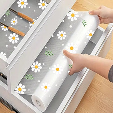 1 Roll Daisy Fridge Drawer Shelf Liner Mats Kitchen Cabinets Liner Non-Slip UK