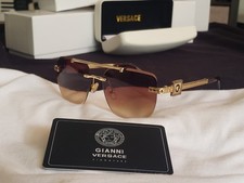 Versace Rimless Gold Metal Sunglasses Polarized Lens for Men and Women