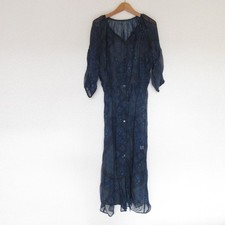 green label relaxing United Arrows sheer long shirt dress in navy Women USED