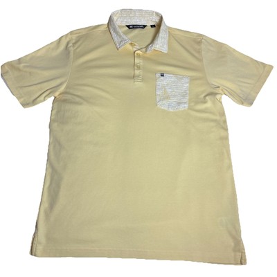Travis Mathew Polo Shirt Mens L Yellow Golf Performance Soft Stretch Pima Cotton
