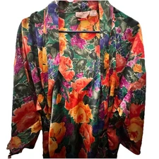 Victoria Secret Floral Satin Robe & Camisole Size Medium Gold Label Short Kimono
